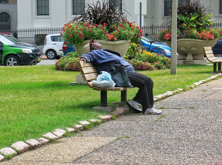 I'm of the age where I shake my head at this  display of public relaxation while at the same time scratch my head with wonder in the individual's ability to so soundly relax anywhere the butt sits....