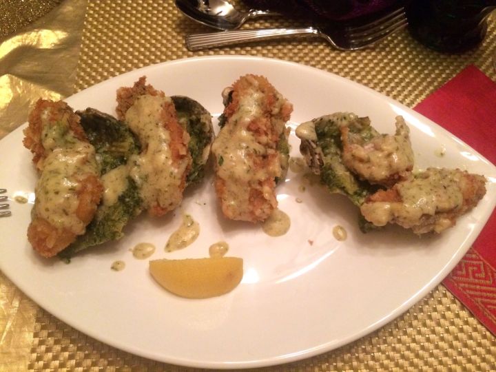 Thank you dear Oona and Ettore for a lovely NYE feast and wonderful hospitality. A consumption first: Oysters Rockefeller with a fried oyster on top (and I will spare the 8-minute video post of our hosts making the Banana Foster desert…complete with cinnamon sparkles ignited by rum & brandy ingredients). We truly dined in New Orleans style.