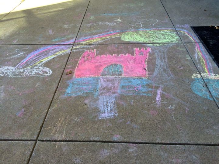 Perhaps the artist was wishing all castles (or churches) have a rainbow over them at all times...